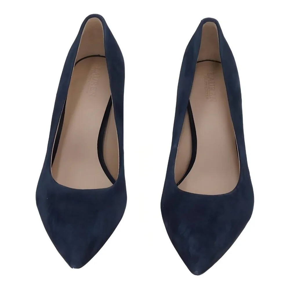 Lauren Ralph Lauren Lanette Block-Heel Pumps Navy US 8M EU 38 - Picture 5 of 6